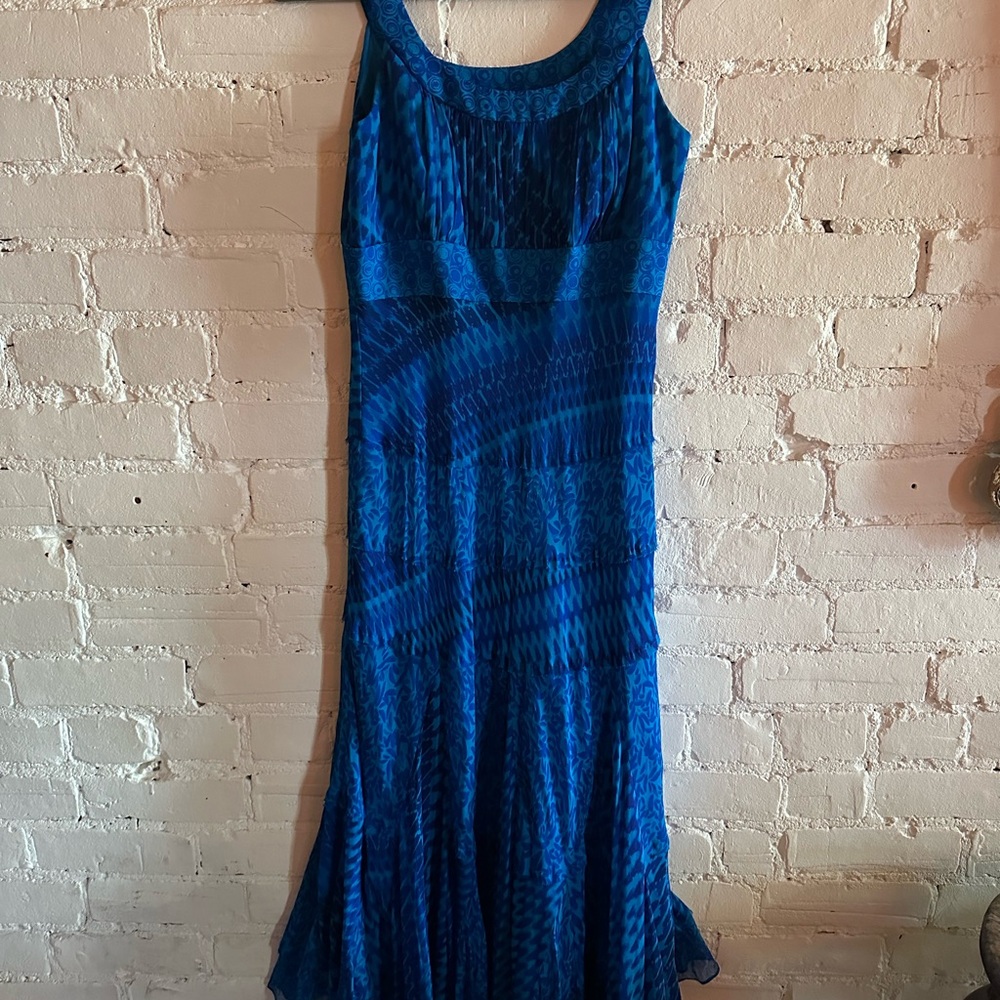 Silk Blue Sleeveless Maxi Dress - Elegant Women's Dress